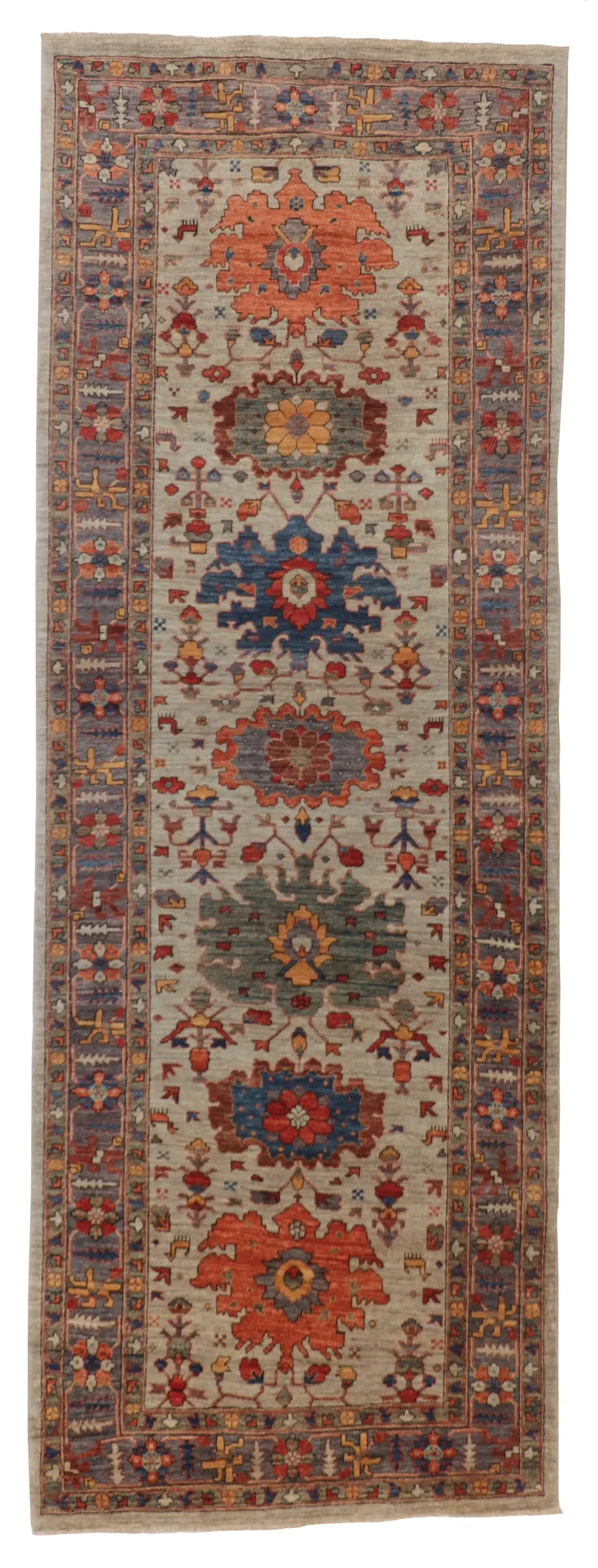 W 4 L 11.1 Ziegler Runner 100% Wool Handmade All Over Design - 65438