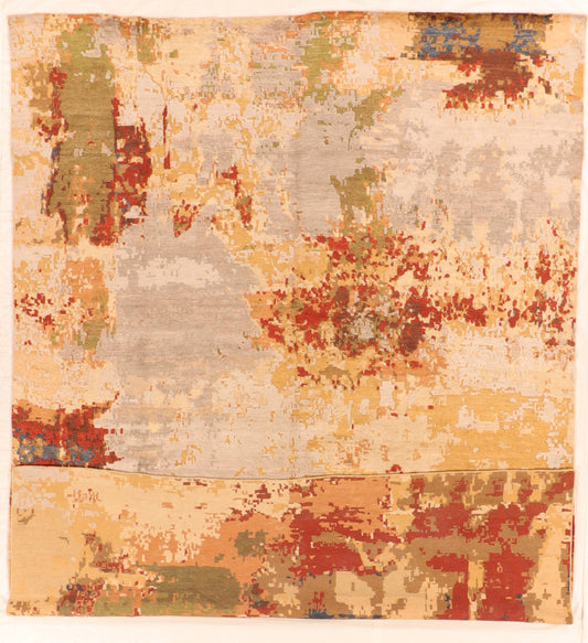 W 9 L 12 Modern Wool And Silk Blend Hand-Woven All Over Design - 65506