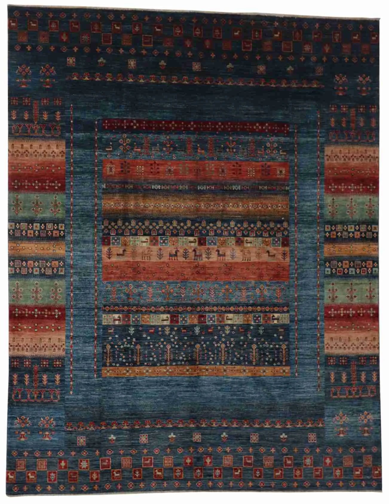 W 8 - L 10.2 - Gabbeh Wool Transitional Rectangle - Finest Hand-Knotted Quality Wool - 65551