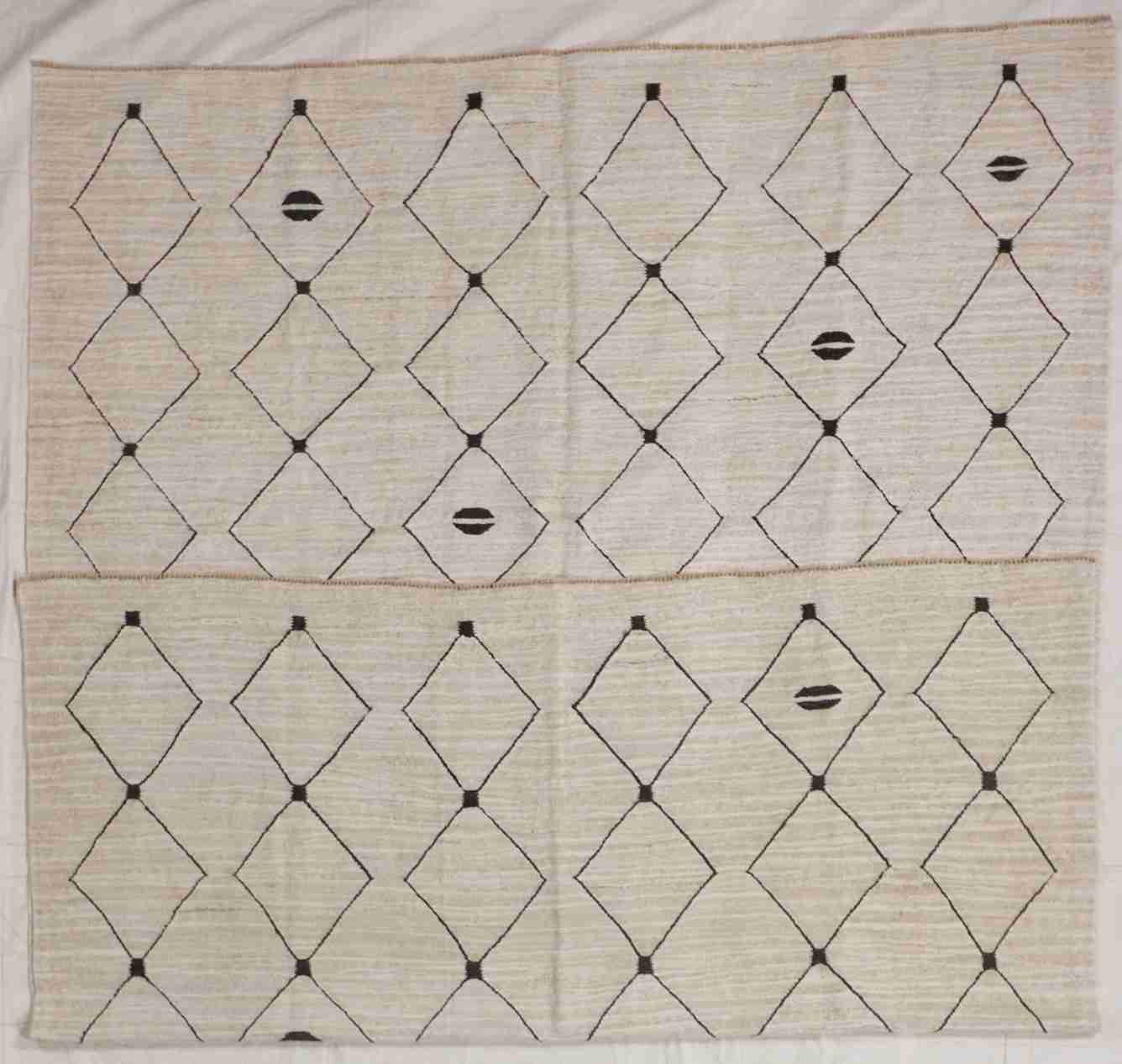 W 7.10 - L 10.8 - Modern Wool Contemporary Rectangle - Finest Hand-Knotted Quality Wool - 65737