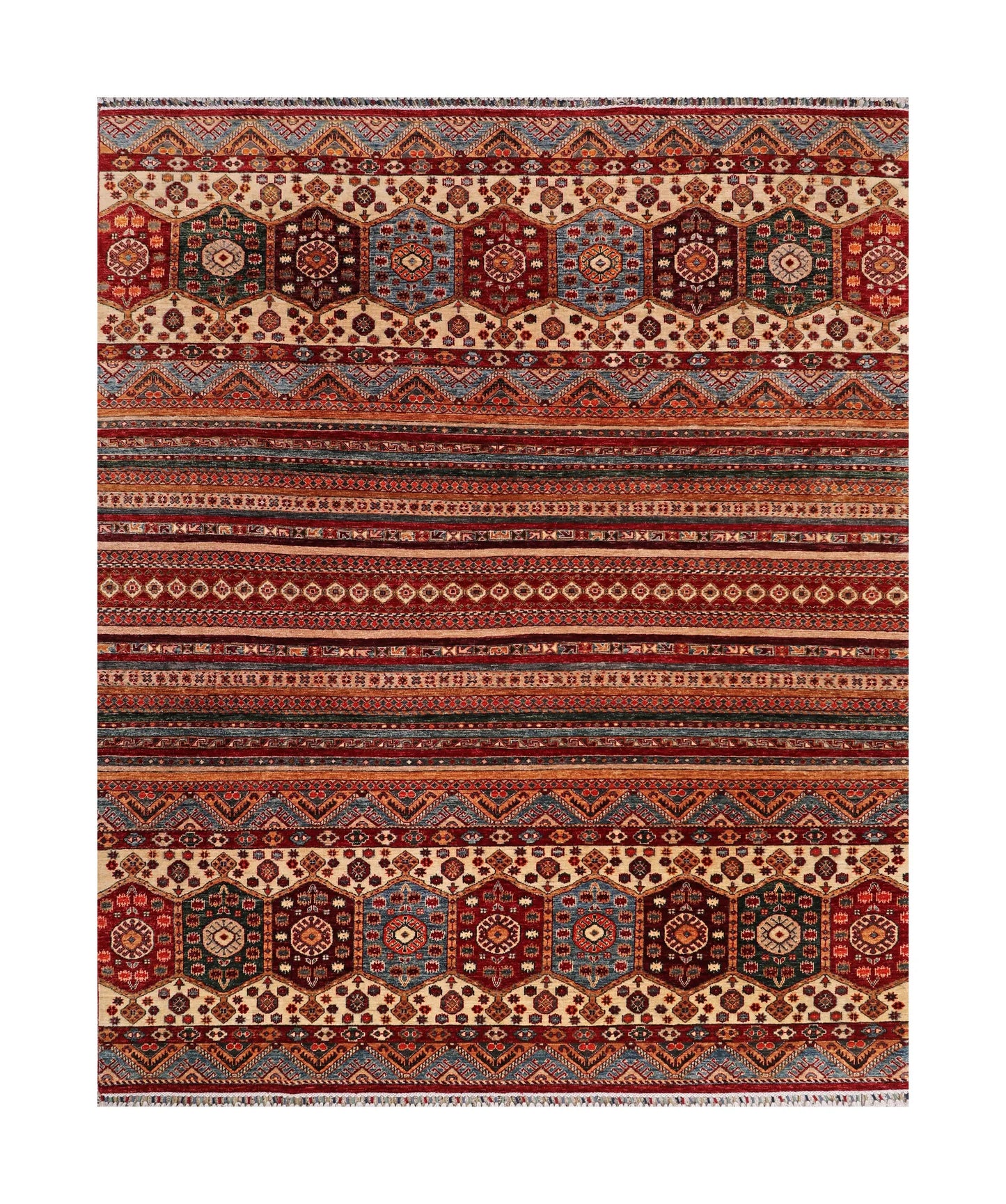 W 8.3 - L 10 - Baluch Wool Transitional Rectangle - Finest Hand-Knotted Quality Wool - 66050