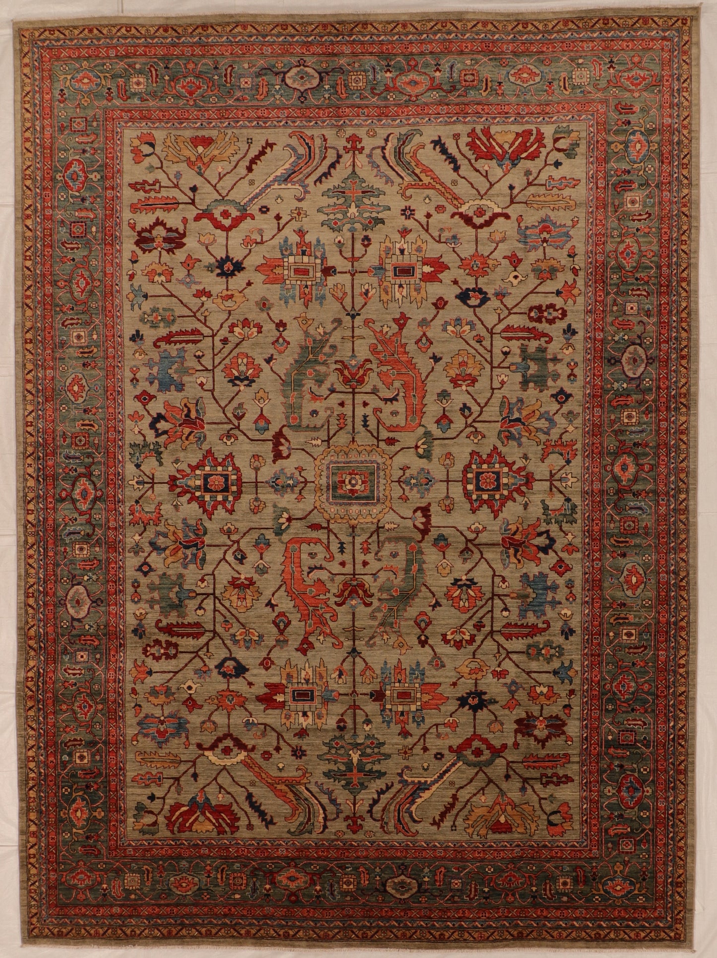 W 10.1 L 13.9 Serapie 100% Wool Hand-Woven All Over Design - 66167