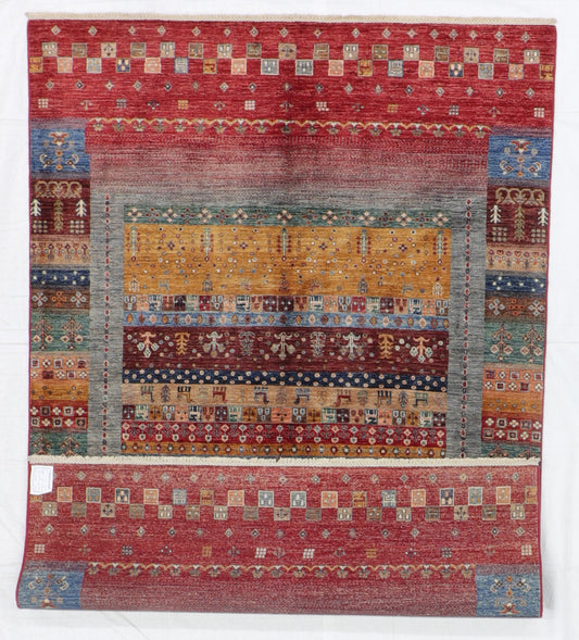 W 5.8 L 8.3 Gabbeh 100% Wool Handmade All Over Design - 66183
