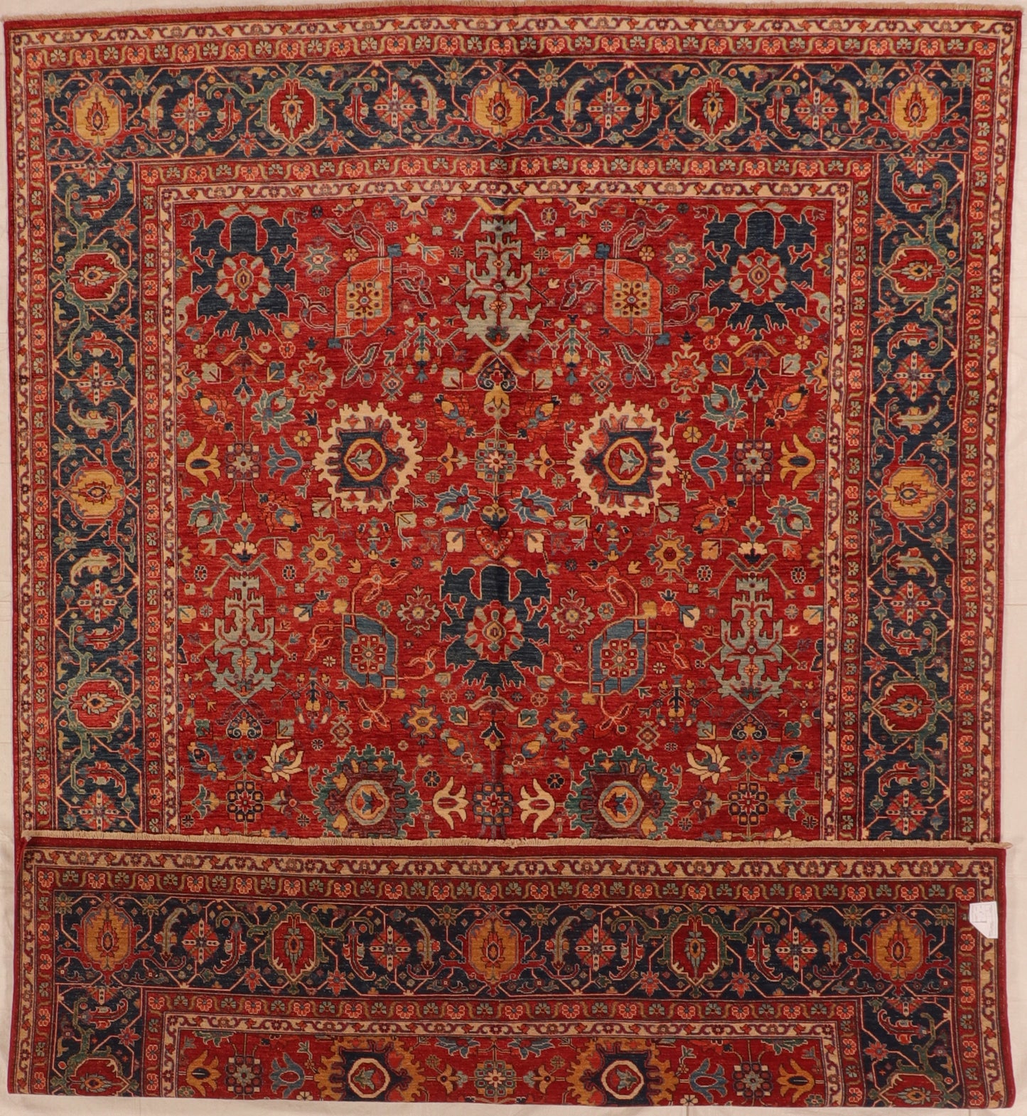 W 8.9 L 12.2 Mahal 100% Wool Hand-Woven All Over Design - 66270