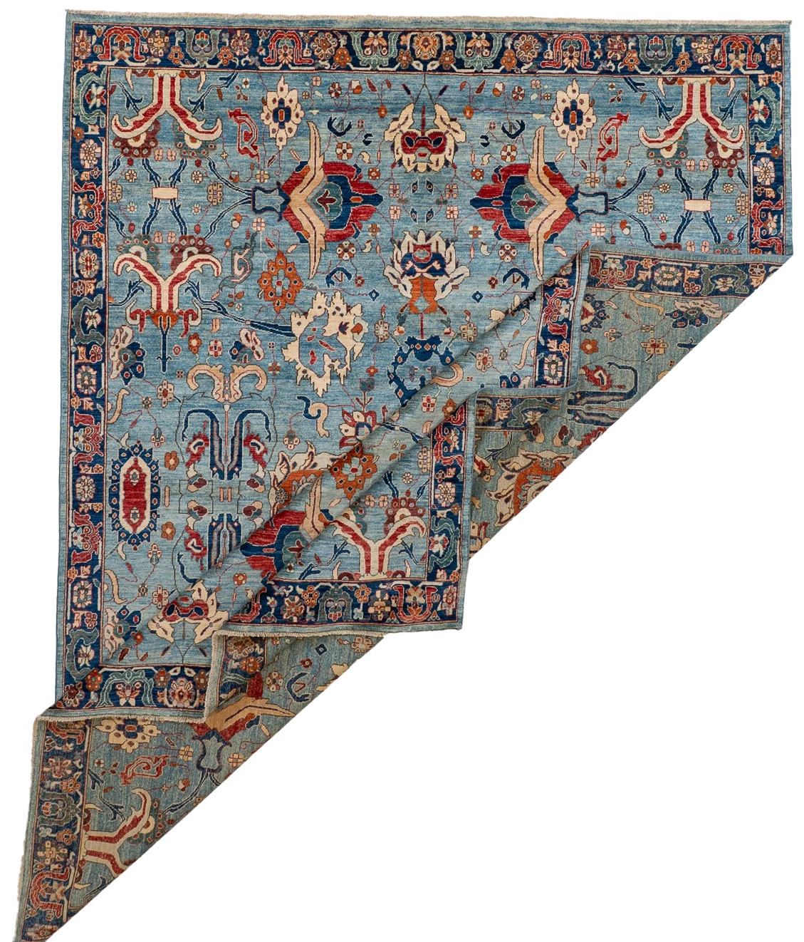 W 9 L 11.8 Malayer 100% Wool Hand-Woven All Over Design - 66659
