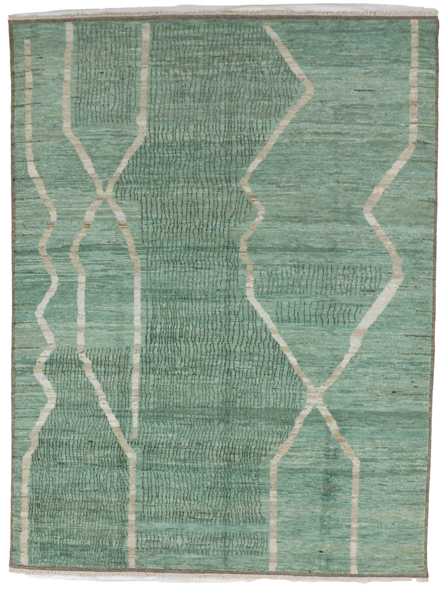 W 9.1 L 12 Modern 100% Wool Hand-Woven All-Over Design - 66965