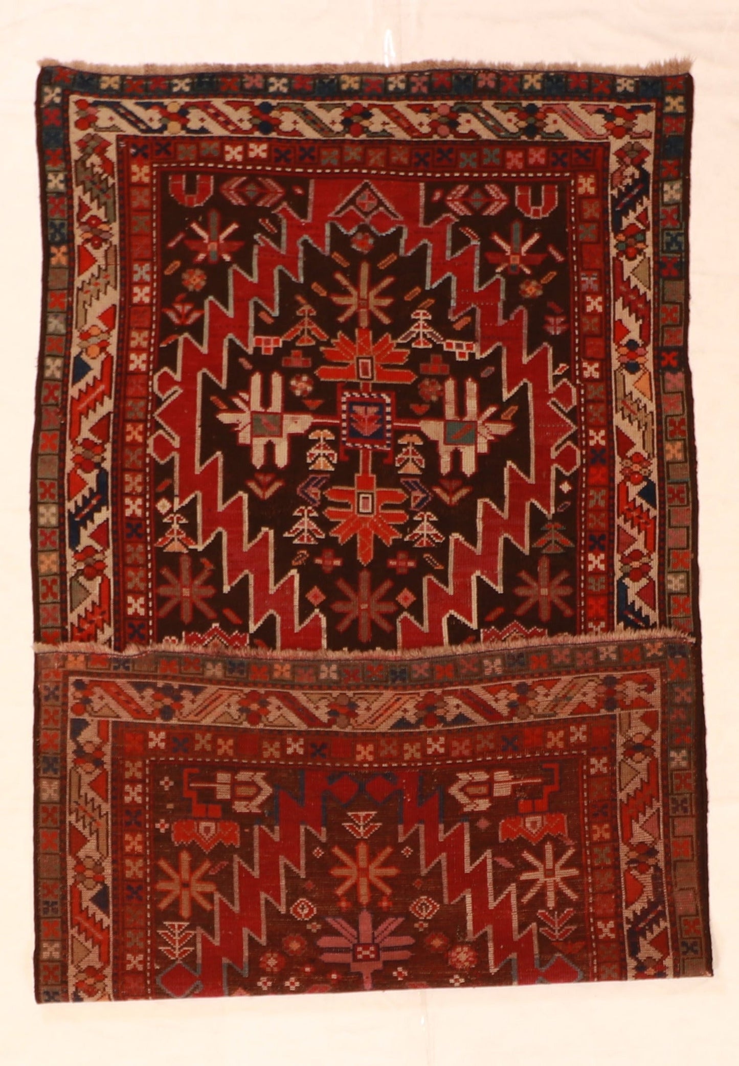5x7 - Caucasian Antique/Wool Geometric Rectangle - Hand Knotted Rug