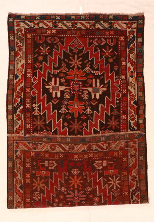 5x7 - Caucasian Antique/Wool Geometric Rectangle - Hand Knotted Rug