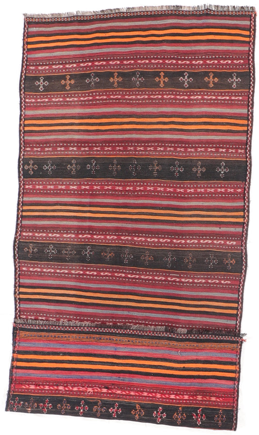 4.7 x 10.2 Wide Runner - Kilim Fine/Wool All Over Rectangle - Hand Knotted Rug — 8567