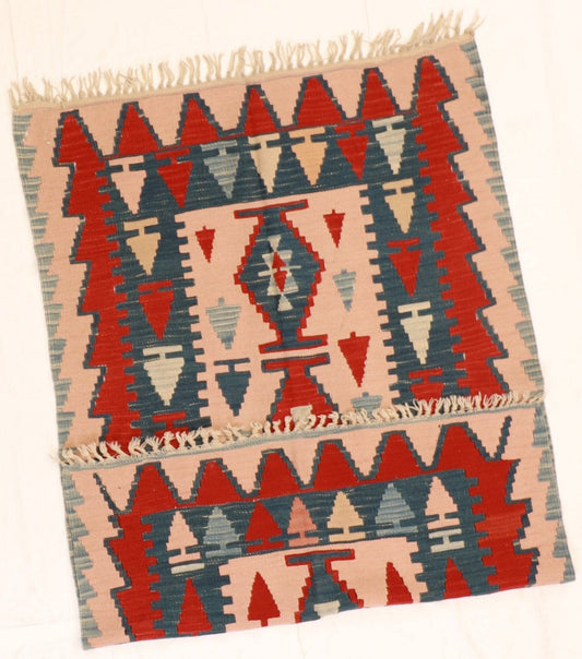 4x6 - Kilim Wool Geometric Rectangle - Hand Knotted Rug