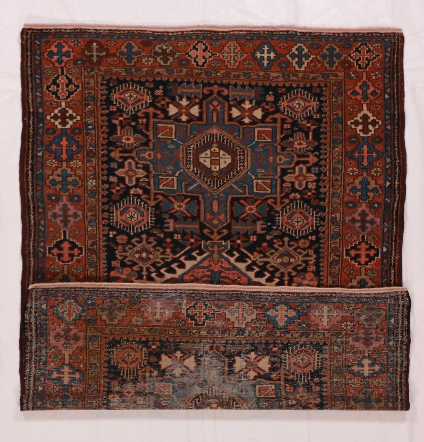 5x7 - Karajeh Antique/Wool Geometric Rectangle - Hand Knotted Rug