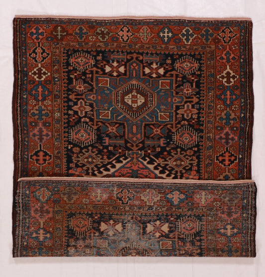 5x7 - Karajeh Antique/Wool Geometric Rectangle - Hand Knotted Rug