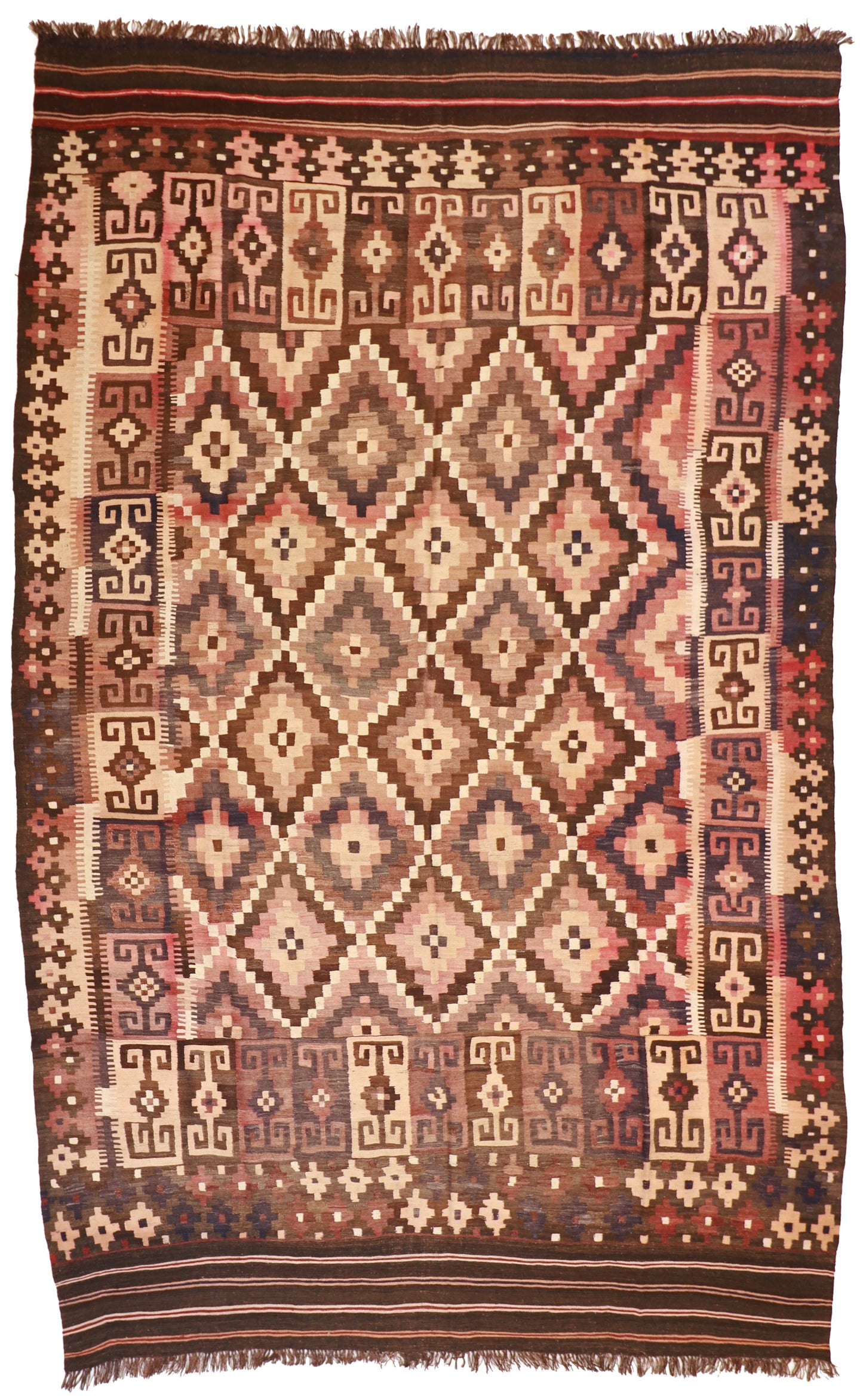 Oversized - Kilim Wool Geometric Rectangle - Hand Knotted Rug