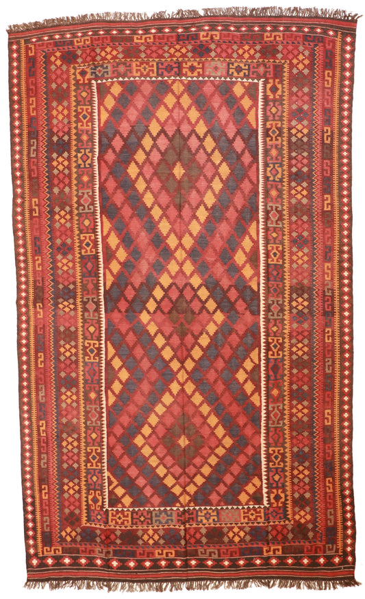 10x13 - Kilim Wool Geometric Rectangle - Hand Knotted Rug