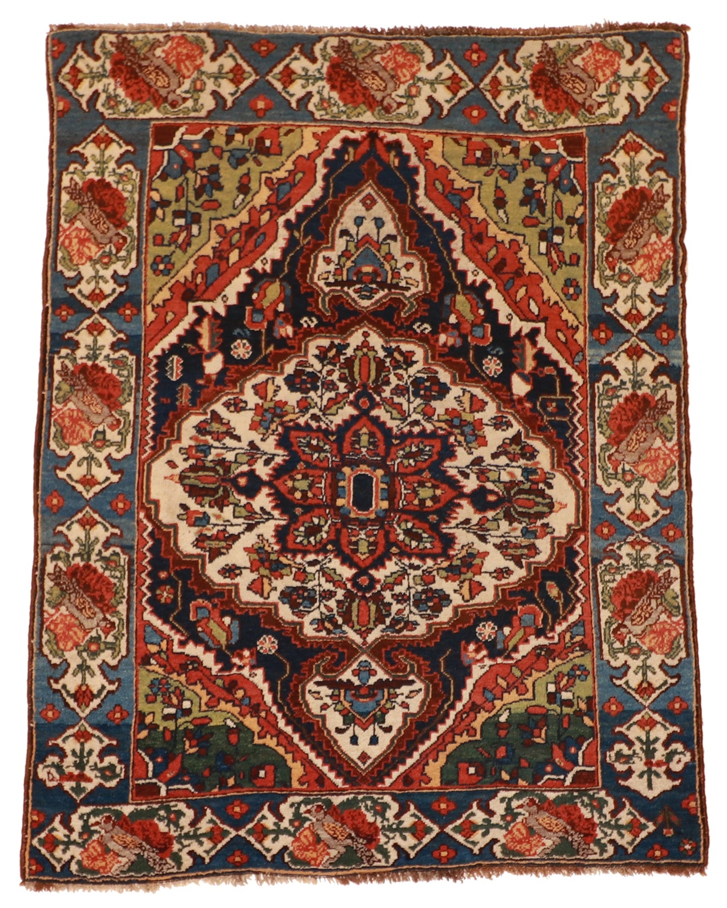5x7 - Bakhtiarie Antique Wool Geometric Rectangle - Hand Knotted Rug