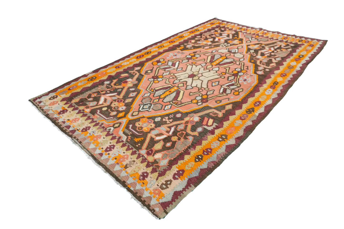 W 5.5 L 9.2 Besarabian Antique 100% Wool Hand-Woven All-Over Design - 12838