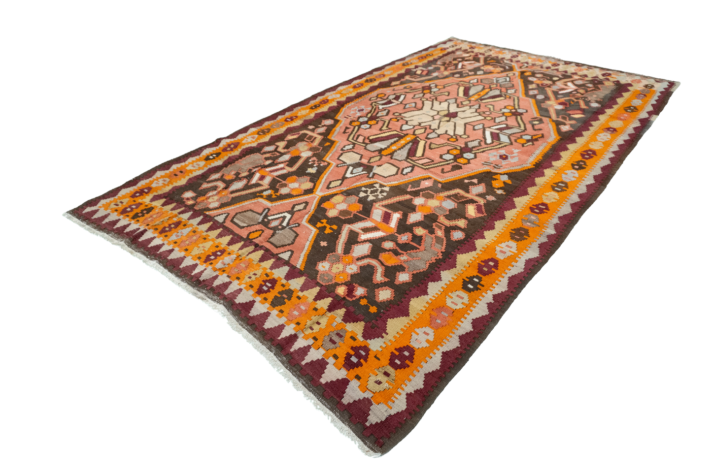 W 5.5 L 9.2 Besarabian Antique 100% Wool Hand-Woven All-Over Design - 12838