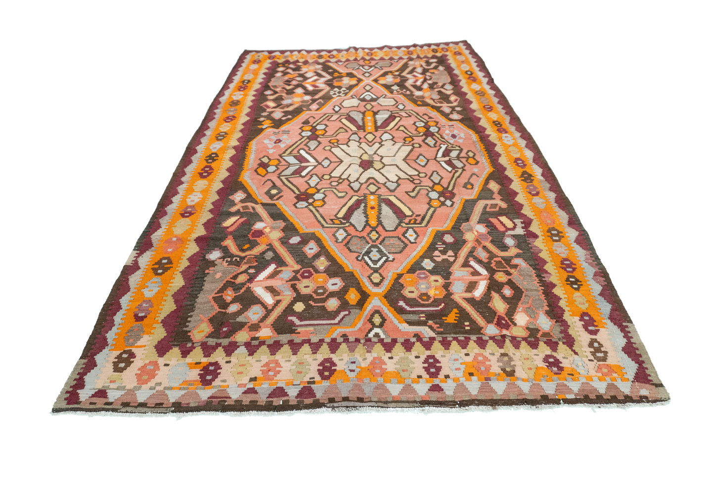 W 5.5 L 9.2 Besarabian Antique 100% Wool Hand-Woven All-Over Design - 12838