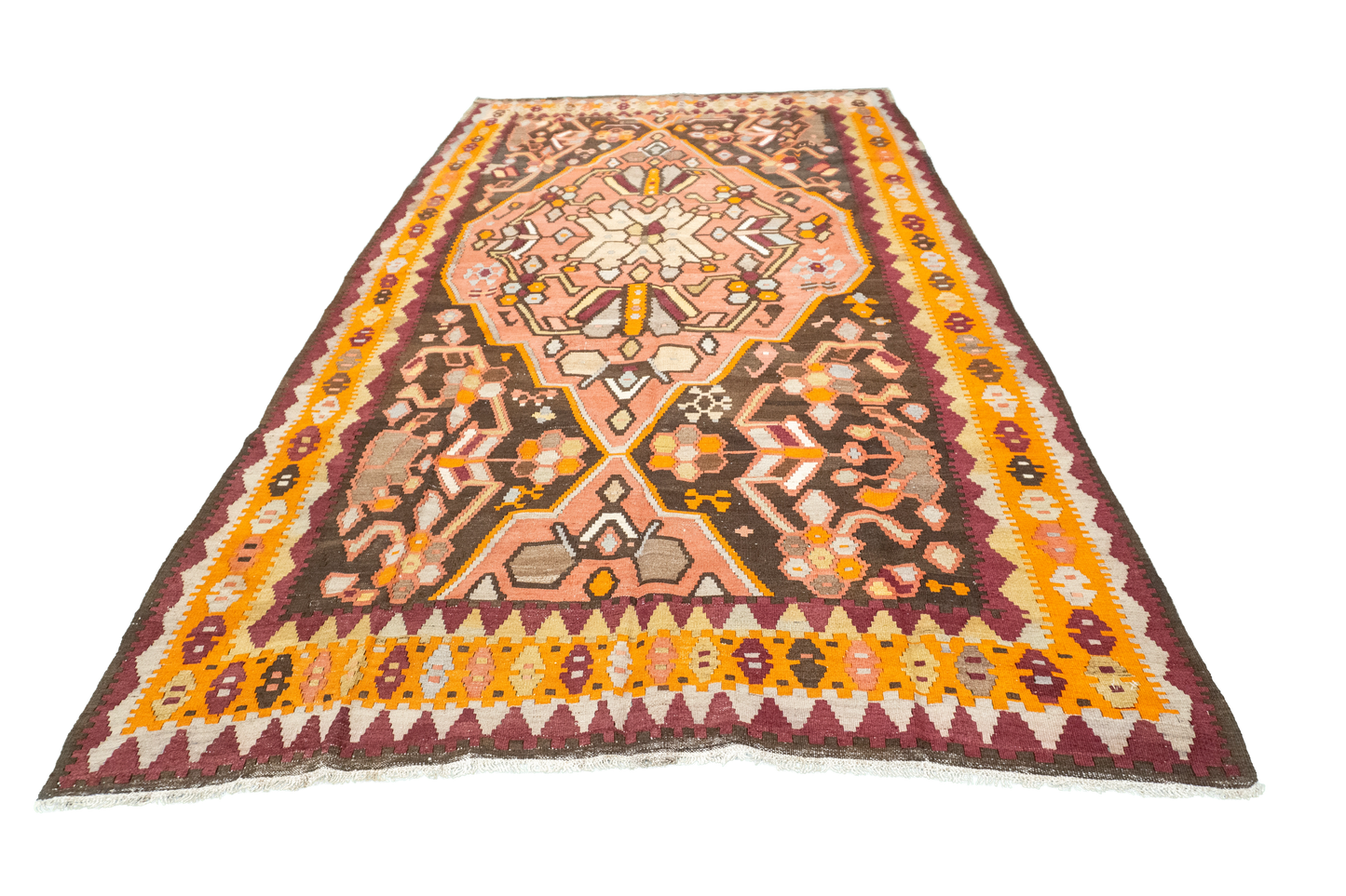 W 5.5 L 9.2 Besarabian Antique 100% Wool Hand-Woven All-Over Design - 12838