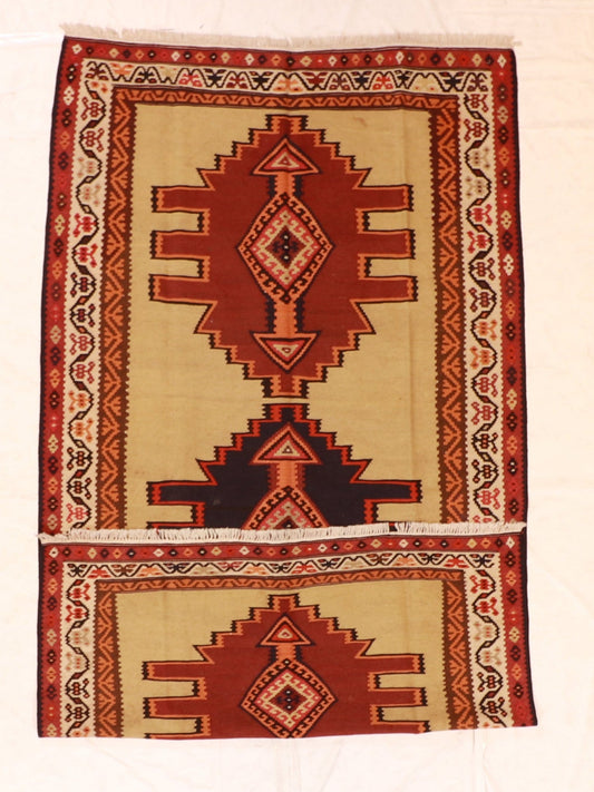 7x10 - Gashgai Fine Wool Geometric Rectangle - Hand Knotted Rug