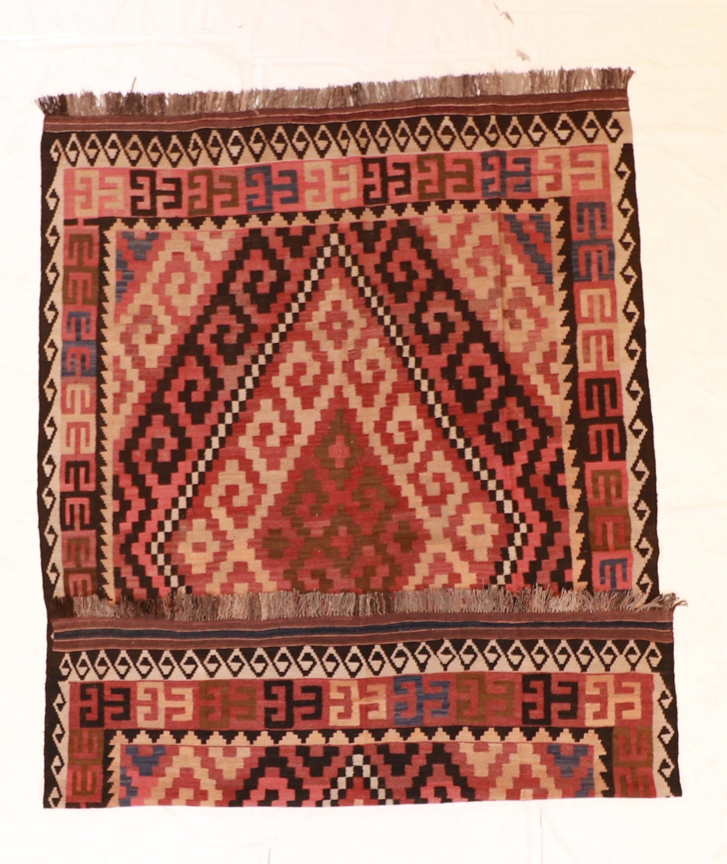 7x10 - Kilim Fine/Wool Geometric Rectangle - Hand Knotted Rug