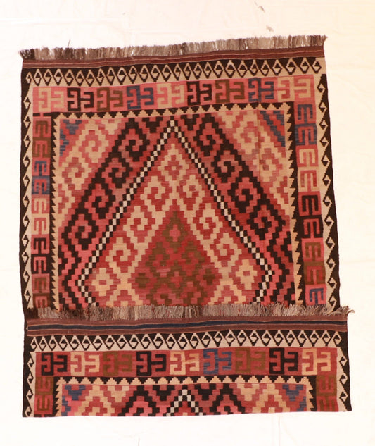 7x10 - Kilim Fine/Wool Geometric Rectangle - Hand Knotted Rug