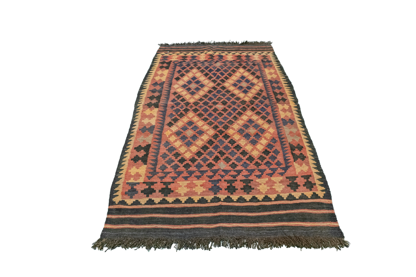 4x6 - Kilim Wool Geometric Rectangle - Hand Knotted Rug