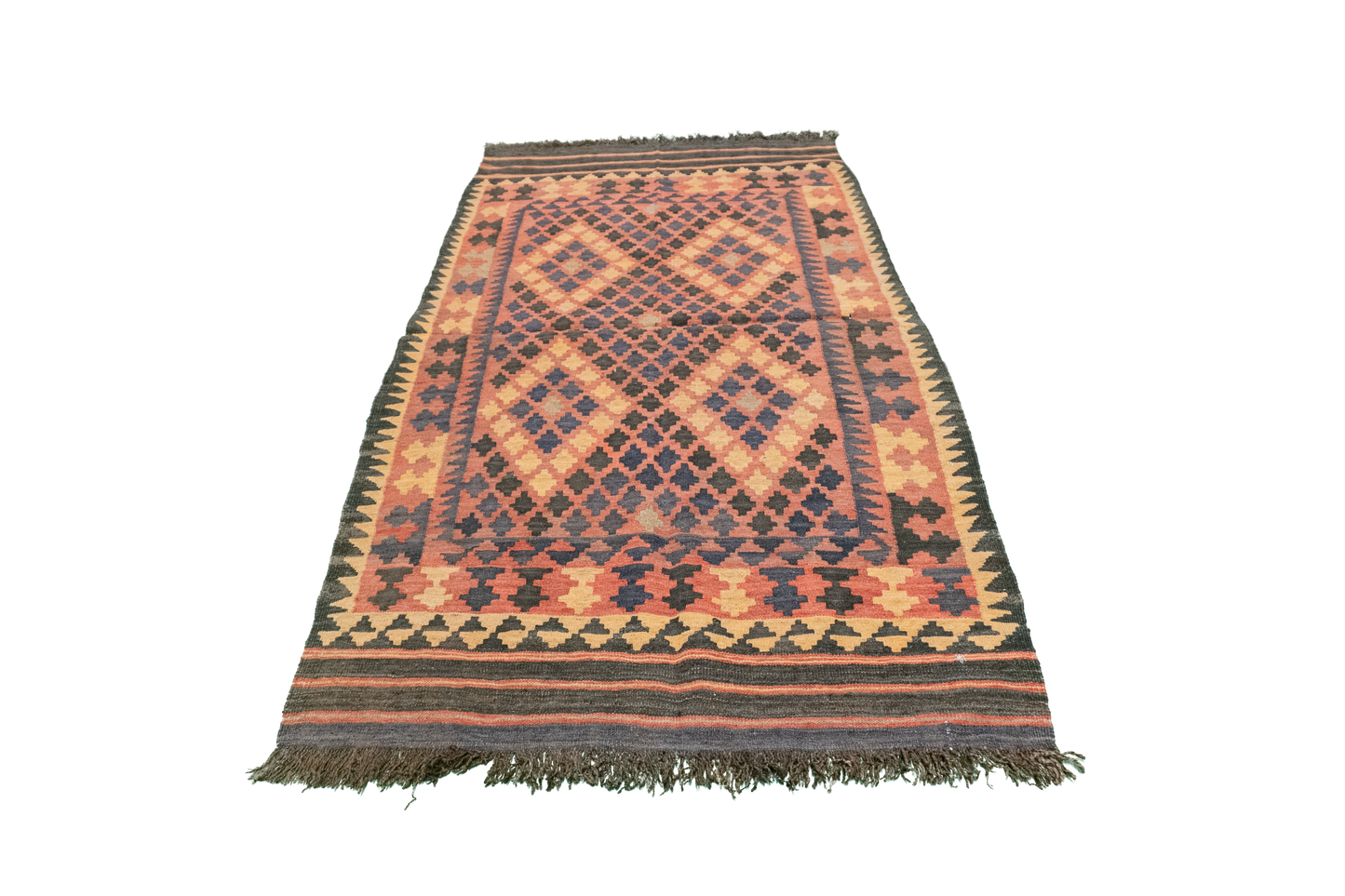 4x6 - Kilim Wool Geometric Rectangle - Hand Knotted Rug