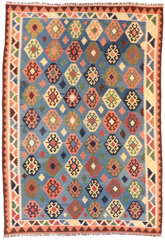 10x14 - Kilim Wool Geometric Rectangle - Hand Knotted Rug