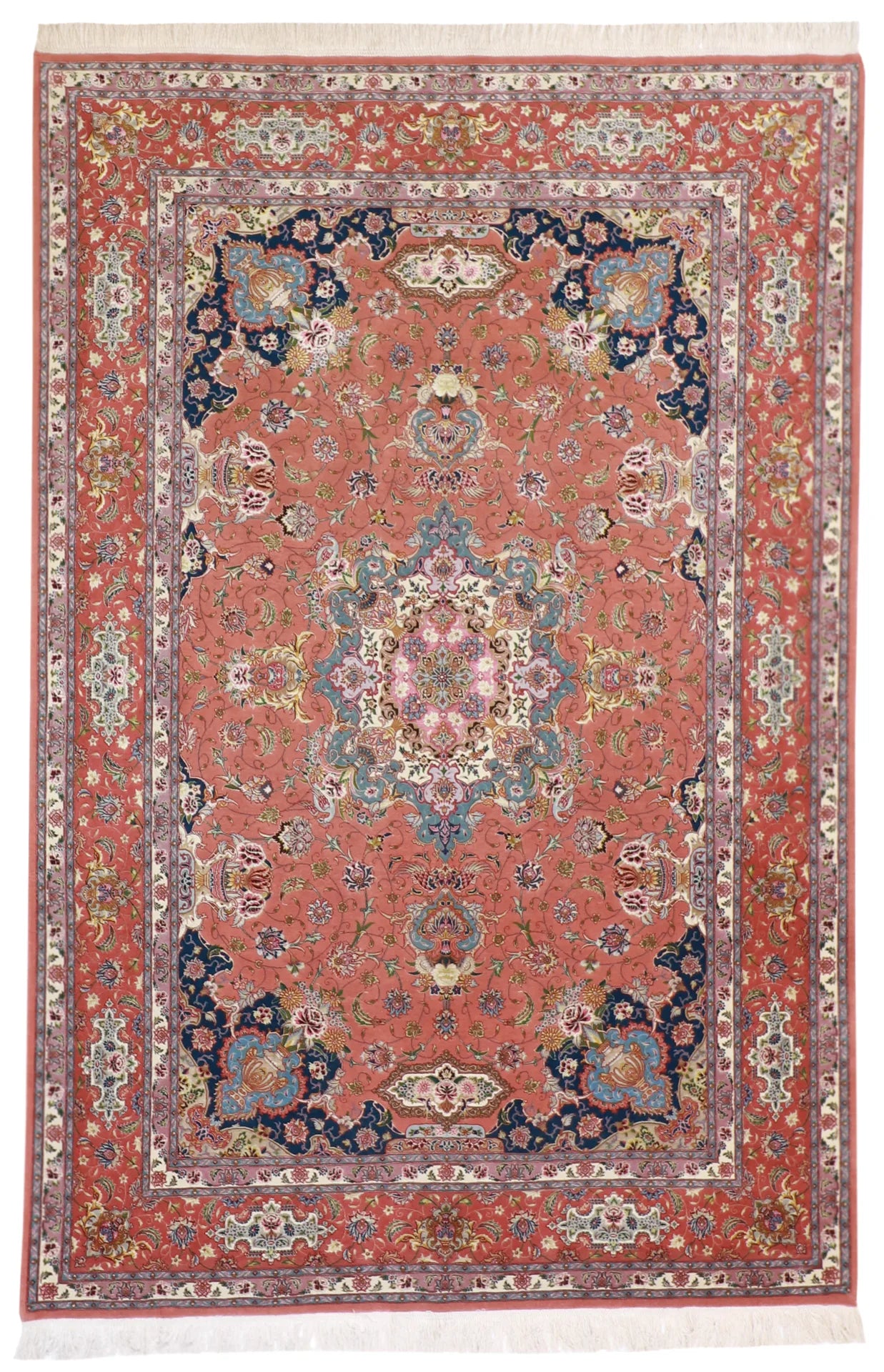 7x10 - Tabriz Fine/Wool/Silk Medallion Rectangle - Hand Knotted Rug