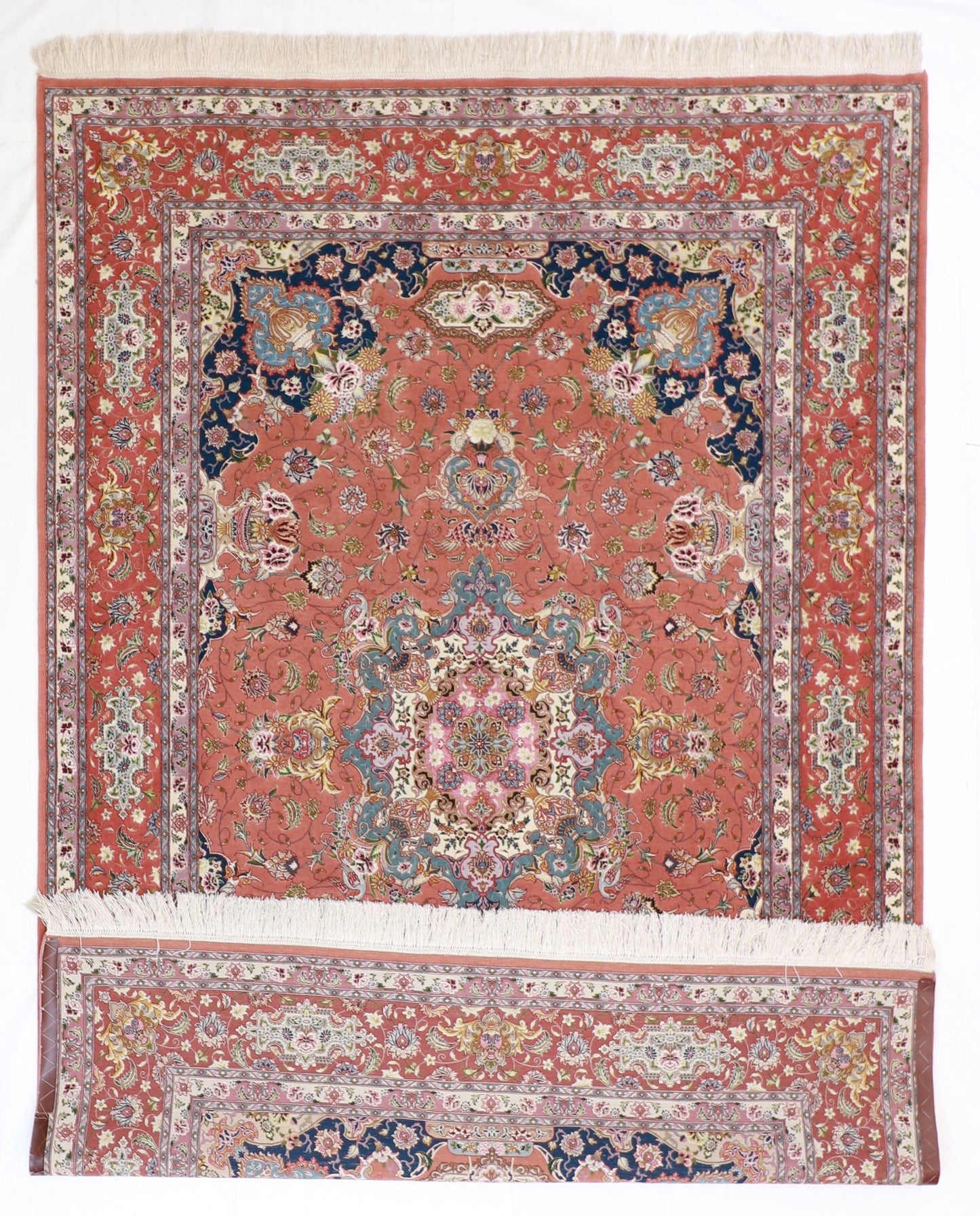 7x10 - Tabriz Fine/Wool/Silk Medallion Rectangle - Hand Knotted Rug