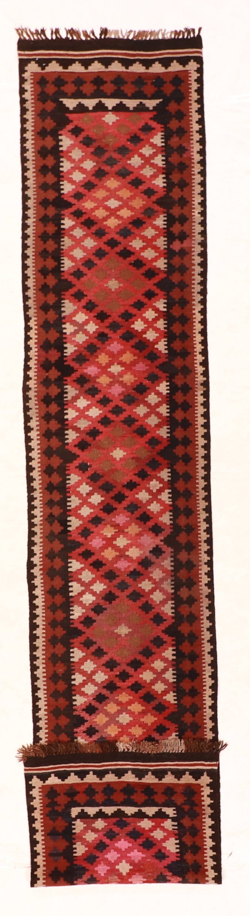 Runner - Kilim Wool Geometric Rectangle - Hand Knotted Rug