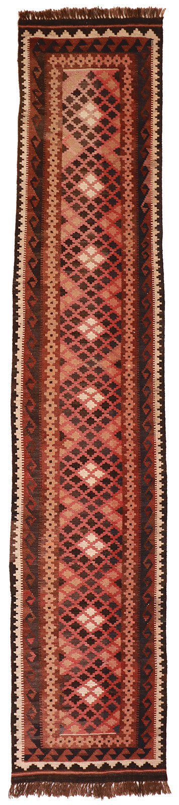 2'7"x13' Runner - Kilim Wool Geometric Rectangle - Hand Knotted Rug