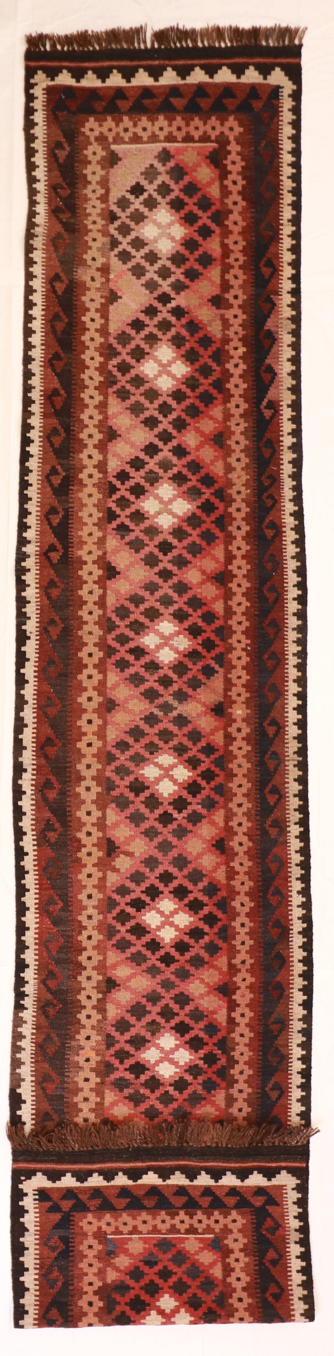 2'7"x13' Runner - Kilim Wool Geometric Rectangle - Hand Knotted Rug