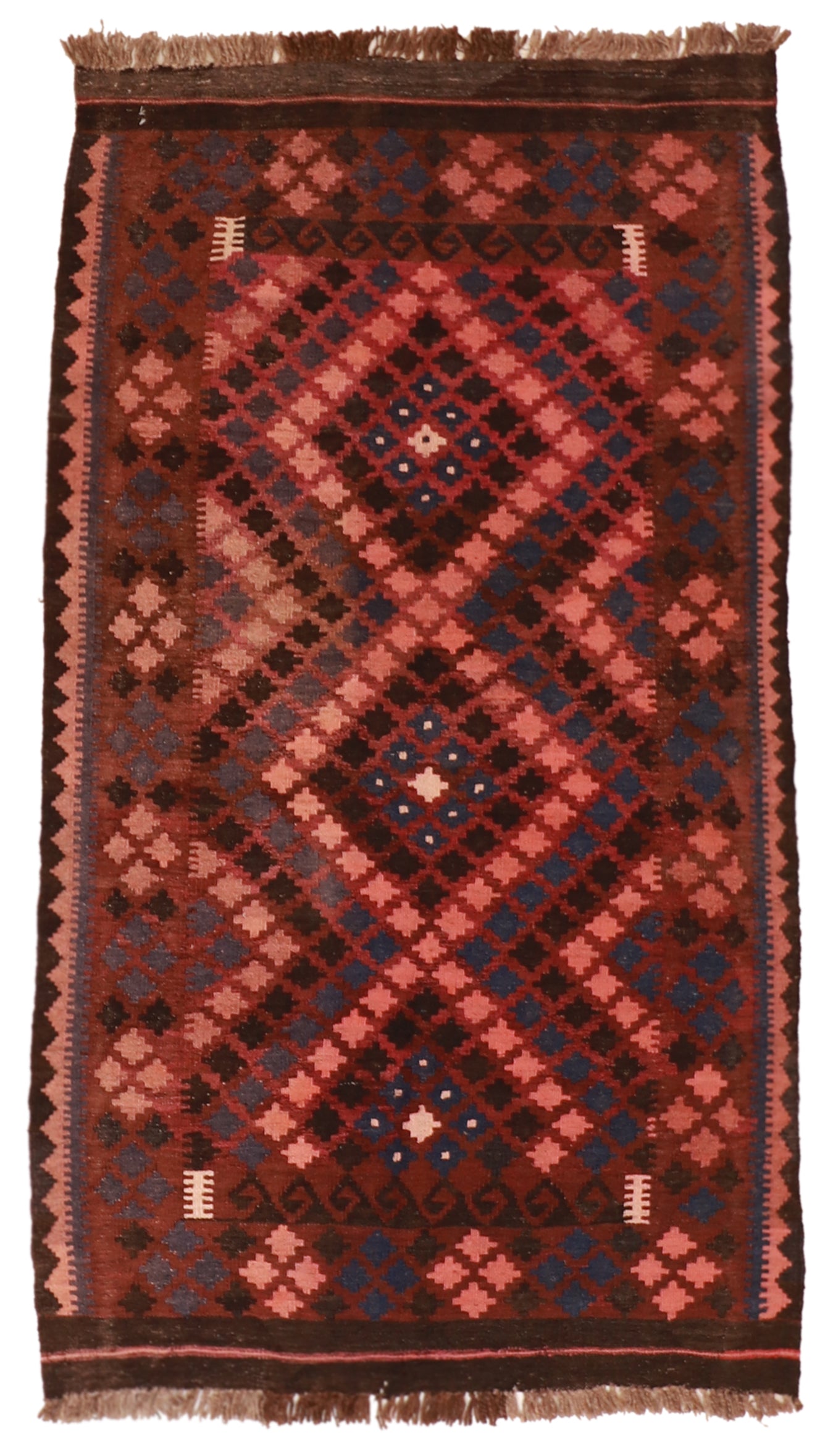 3.5 x 6.1 - Kilim Wool Geometric Rectangle - Hand Knotted Rug