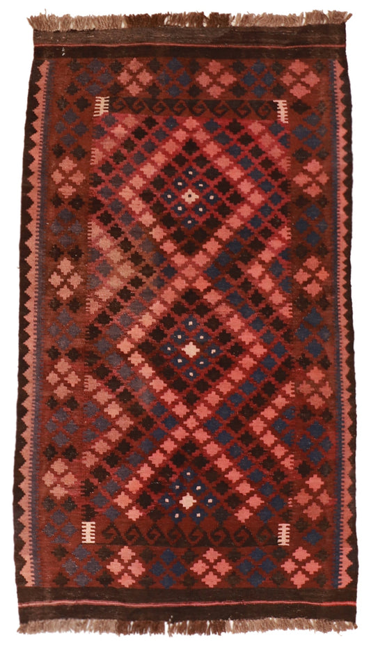 3.5 x 6.1 - Kilim Wool Geometric Rectangle - Hand Knotted Rug