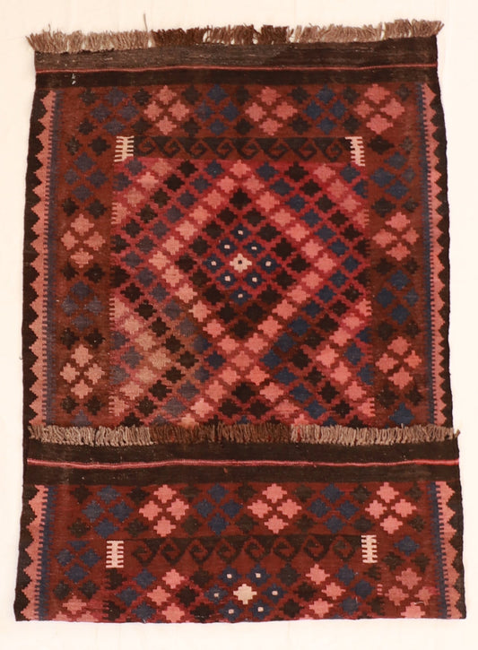 3.5 x 6.1 - Kilim Wool Geometric Rectangle - Hand Knotted Rug