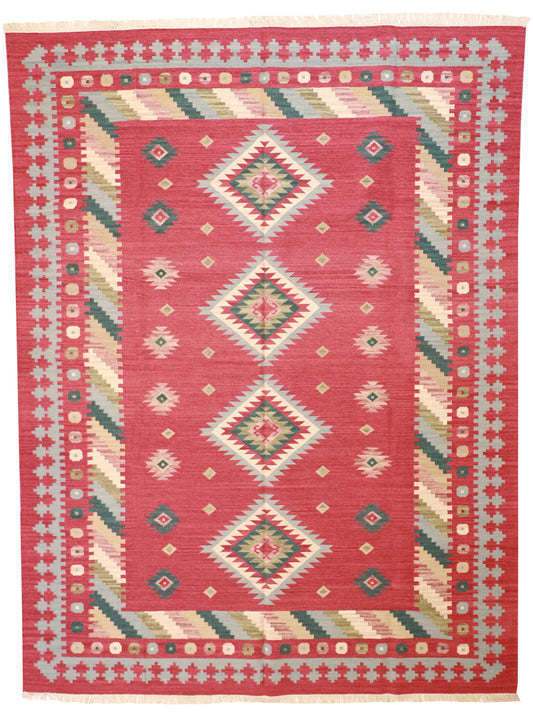 9x12 - Kilim Wool All Over Rectangle - Hand Knotted Rug