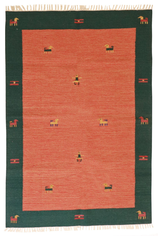 4.6 x 6 - Modern Fine Kilim Rectangle - Hand Knotted Rug
