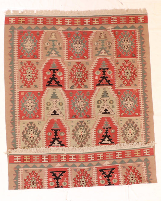 7x10 - Kilim Wool All Over Rectangle - Hand Knotted Rug