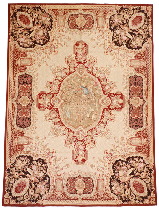 9x12 - Aubusson Wool All Over Rectangle - Hand Knotted Rug