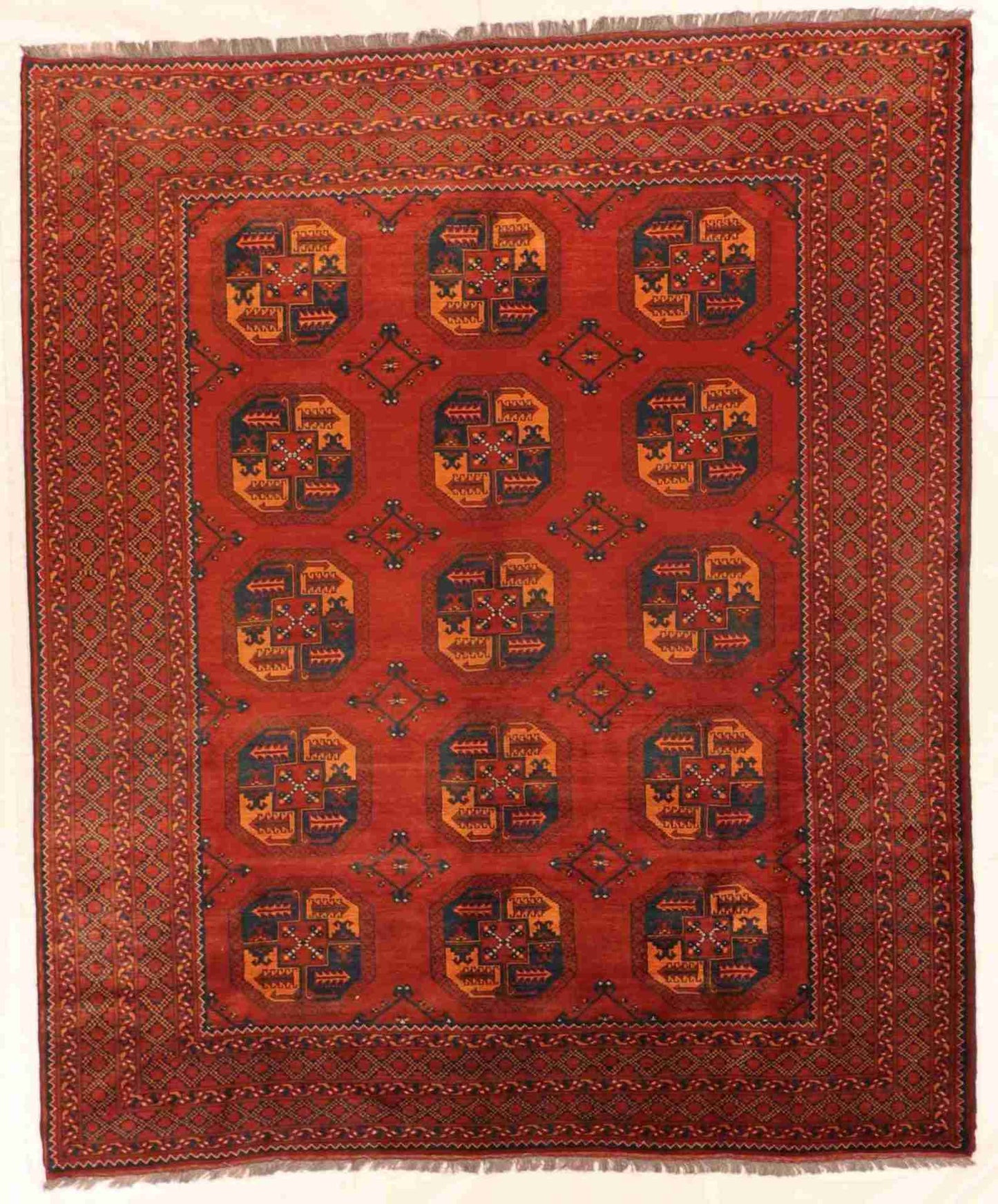 W 8.2 - L 9.8 - Turkamen Wool Traditional Rectangle - Finest Hand-Knotted Quality Wool - 20927