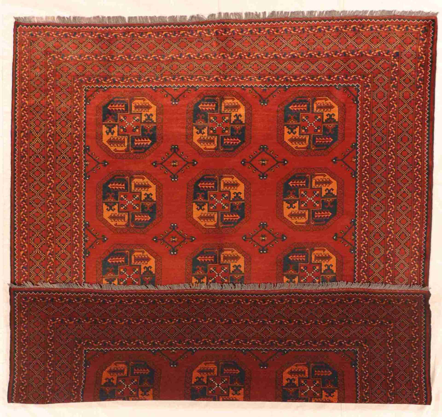 W 8.2 - L 9.8 - Turkamen Wool Traditional Rectangle - Finest Hand-Knotted Quality Wool - 20927