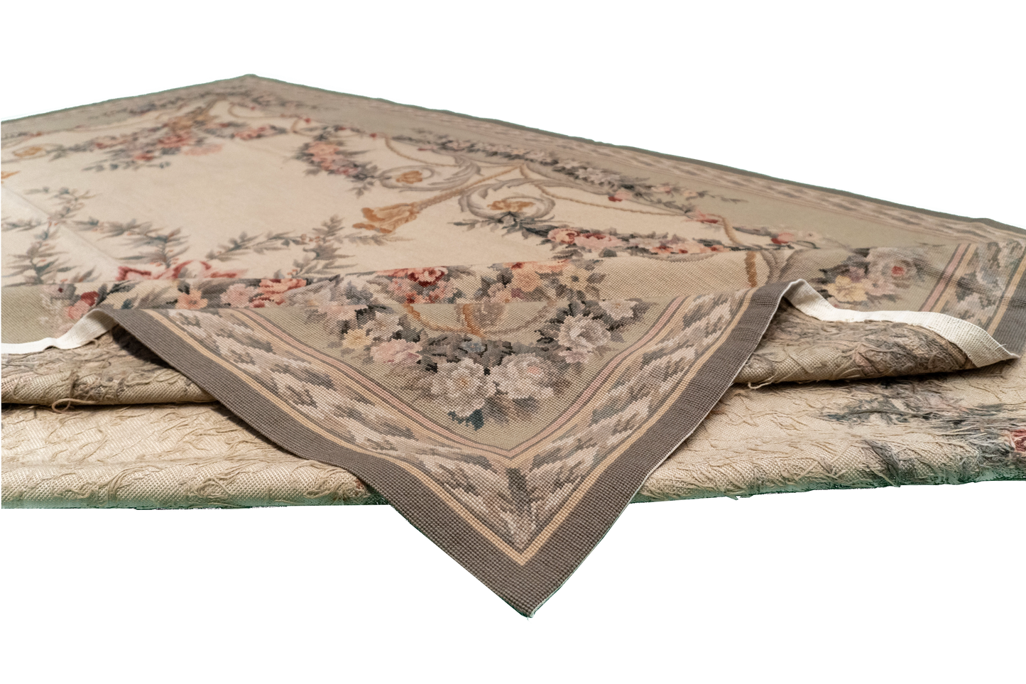 W 6.1 L 9.1 Needle Point 100% Wool Hand-Woven Floral Design - 22087