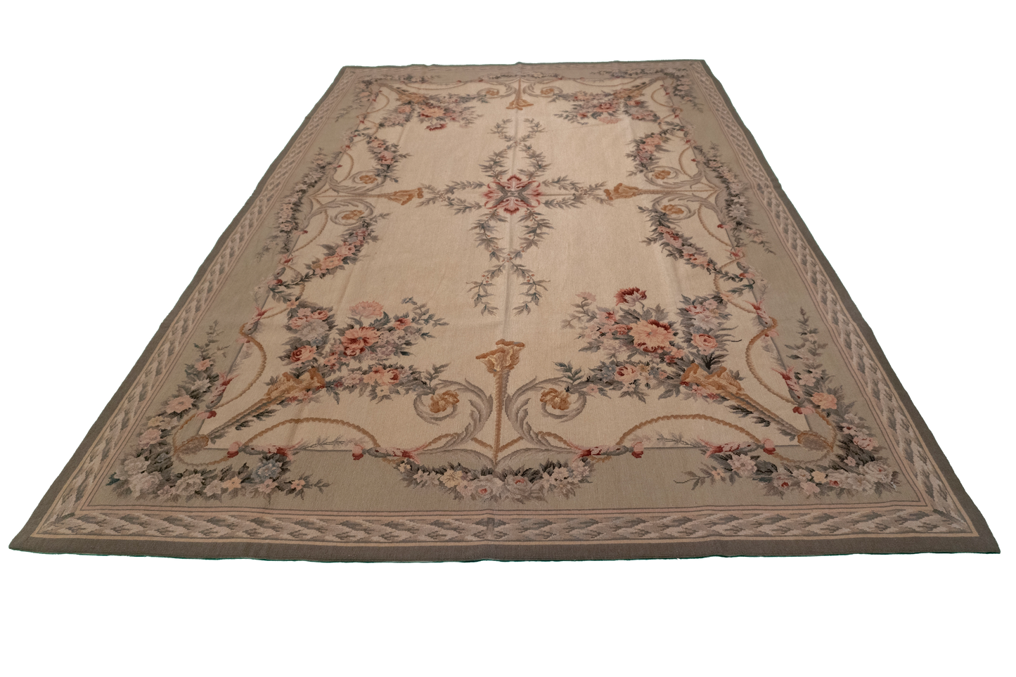 W 6.1 L 9.1 Needle Point 100% Wool Hand-Woven Floral Design - 22087