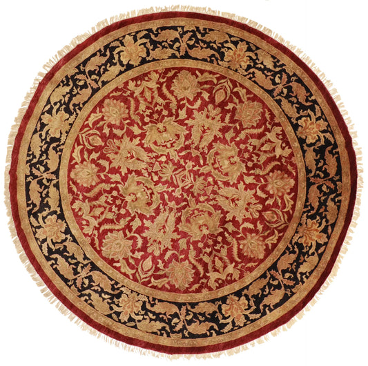Round - Mashad Fine Wool Floral - Hand Knotted Rug