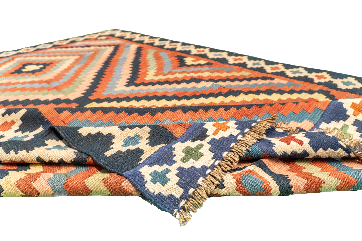 W 5.10 L 8.1 Azarbyjan Antique 100% Wool Hand-Woven Geometric Design - 23784