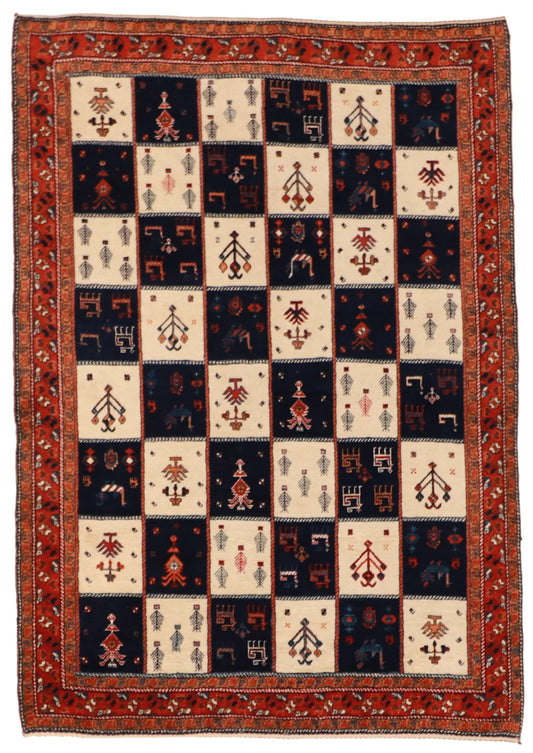 W 4 - L 5.7 - Lori Baft Fine All Over Rectangle - Finest Hand-Knotted Quality Wool - 25477