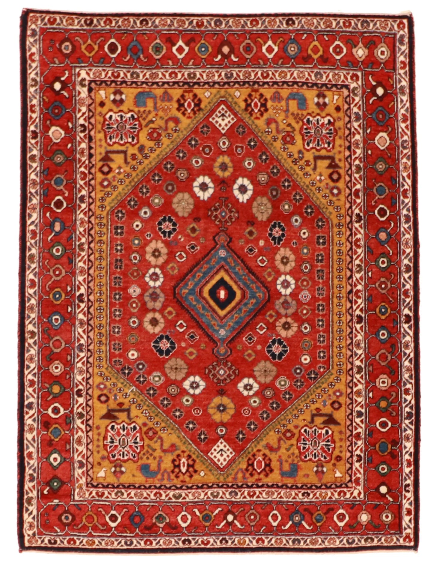 W 3.6 L 4.9 Loribaft 100% Wool Hand-Woven All Over Design - 25549