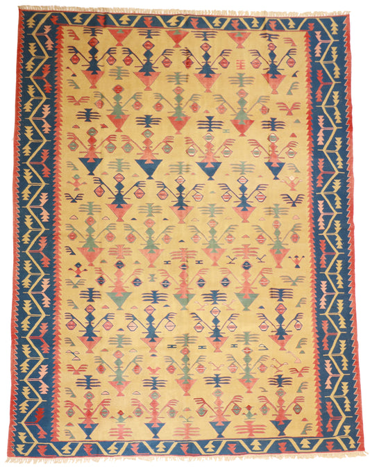 10x13 - Kilim Fine/Wool Geometric Rectangle - Hand Knotted Rug